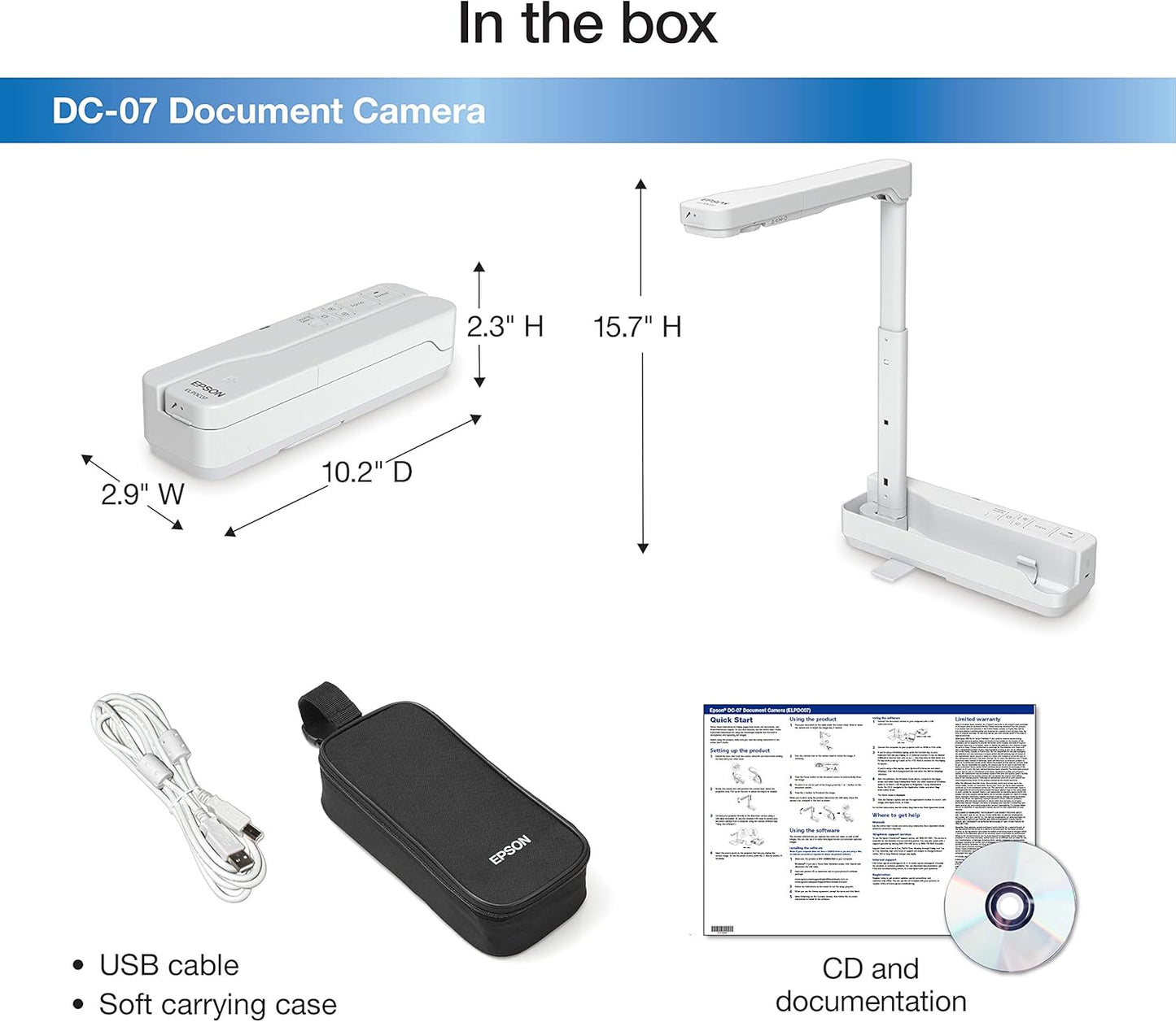 Epson DC-07 Portable Document Camera - 1080p USB Connectivity