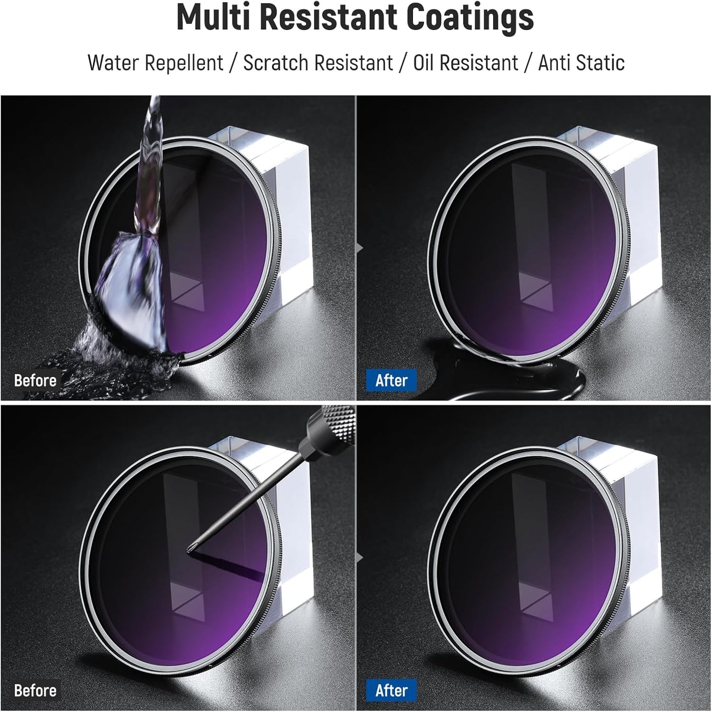 Neewer 10104785 77mm ND2-400 Variable Filter Kit