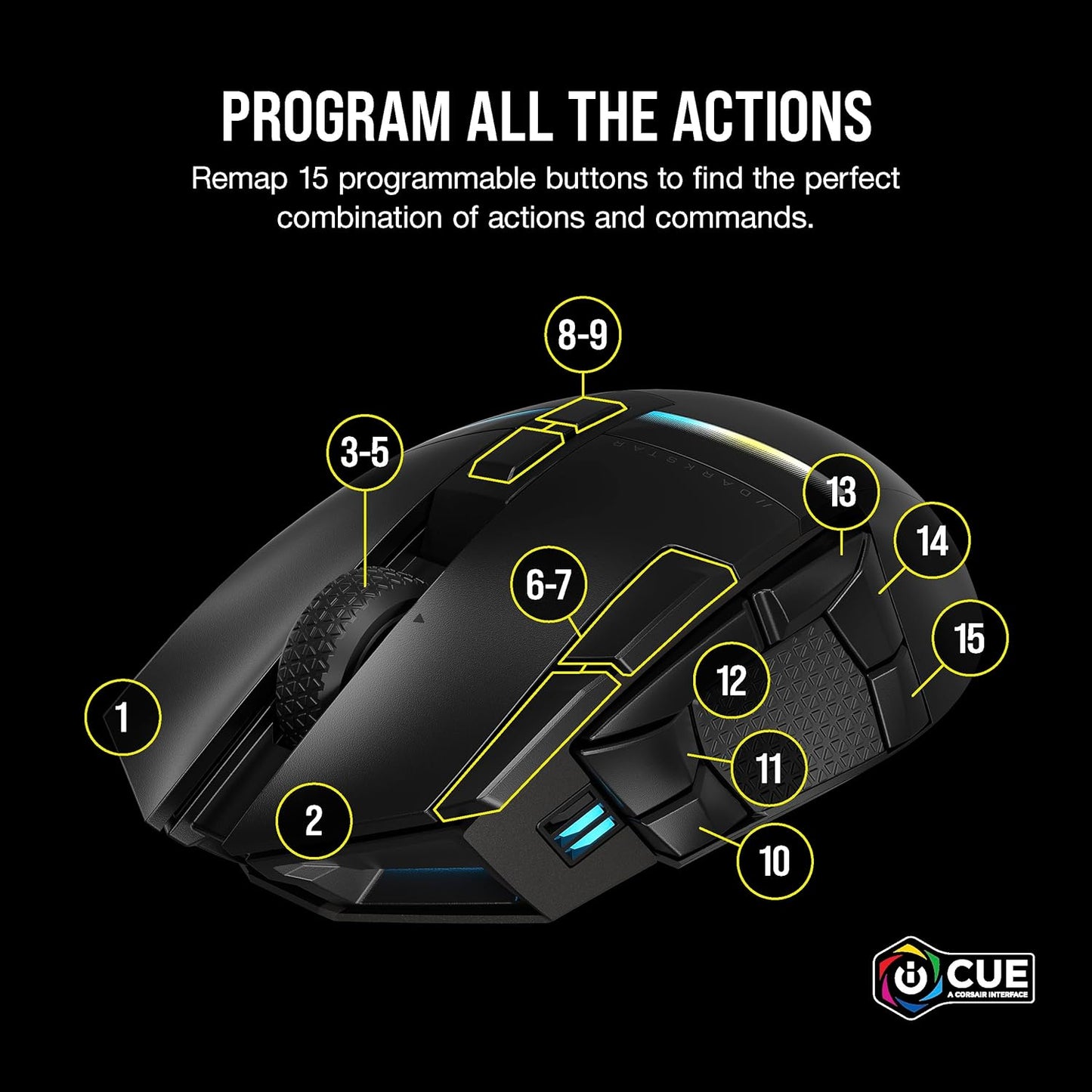 Corsair CH-931A011-NA DARKSTAR RGB Wireless MMO/MOBA Gaming Mouse