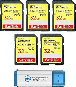 SanDisk 32GB_SD_Extreme_x5_R3 SD Cards 5-Pack for Camera