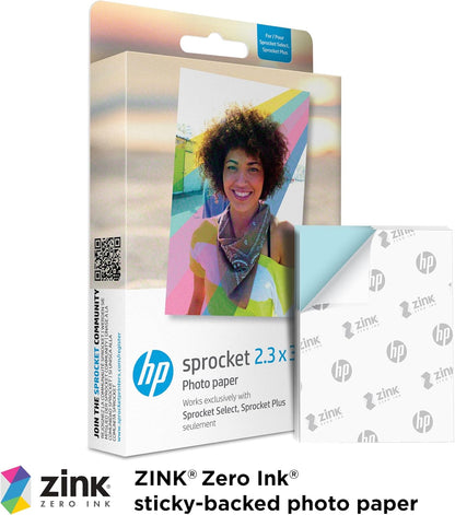 HP 2FR23A Sprocket Sticky Back Zink Photo Paper