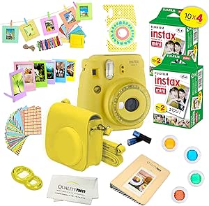 Fujifilm Instax Mini 9 Yellow Camera Instant Film Bundle