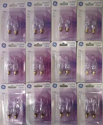 GE 46149 10W Candelabra Base Clear Light Bulbs 24-Pack