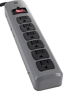 GE 14622 6-Outlet Metal Surge Protector 8-Feet Cord — main product image