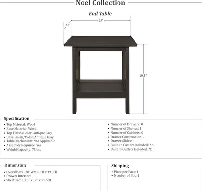 Lexicon 194840114581 Noel 3-Piece Antique Gray Coffee Table Set