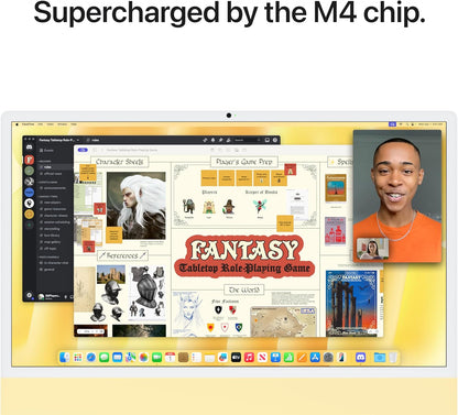 Apple M4 iMac - 24-inch All-in-One Desktop Computer - 16GB RAM, 256GB SSD - Yellow