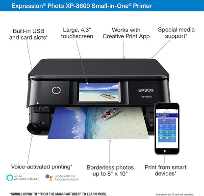 Epson C11CH47201 Expression Photo XP-8600 Wireless Printer