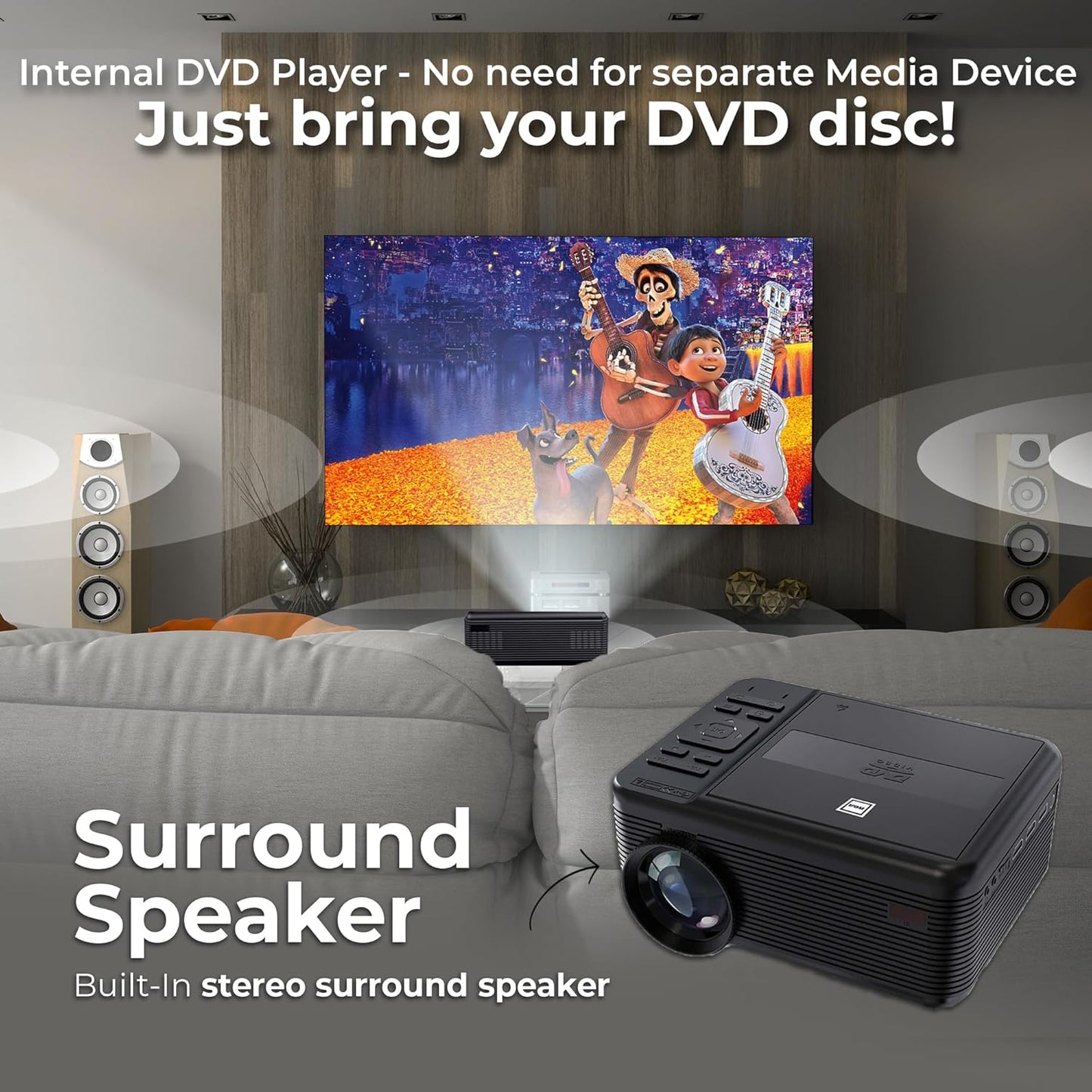 RCA CURRPJ241BK DVD Projector with Screen & Bluetooth