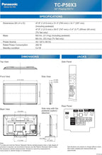 Panasonic VIERA TC-P50X3 50-Inch 720p Plasma HDTV