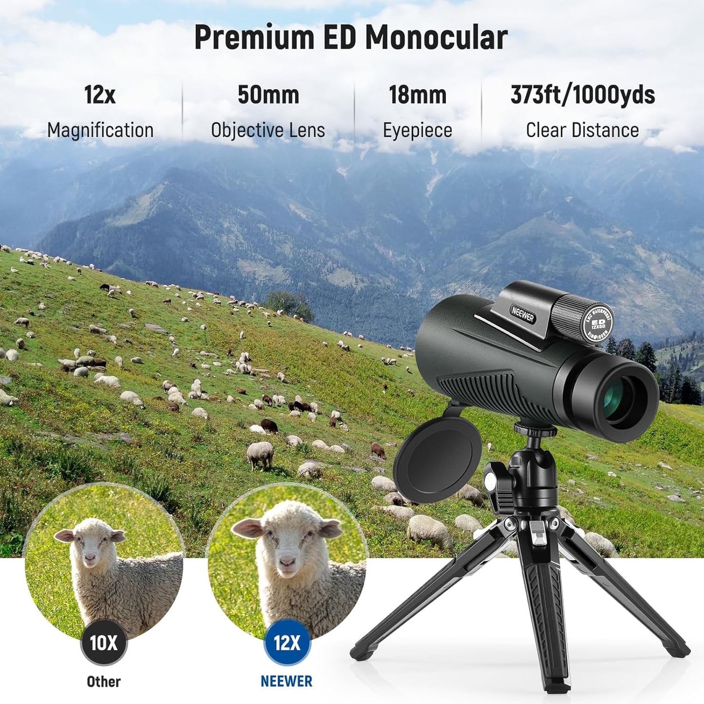 Neewer 10102559 12x50 ED Monocular Telescope