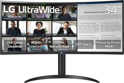 LG 34WR55QK-B.AUS 34-inch UltraWide WQHD 100Hz Curved Monitor