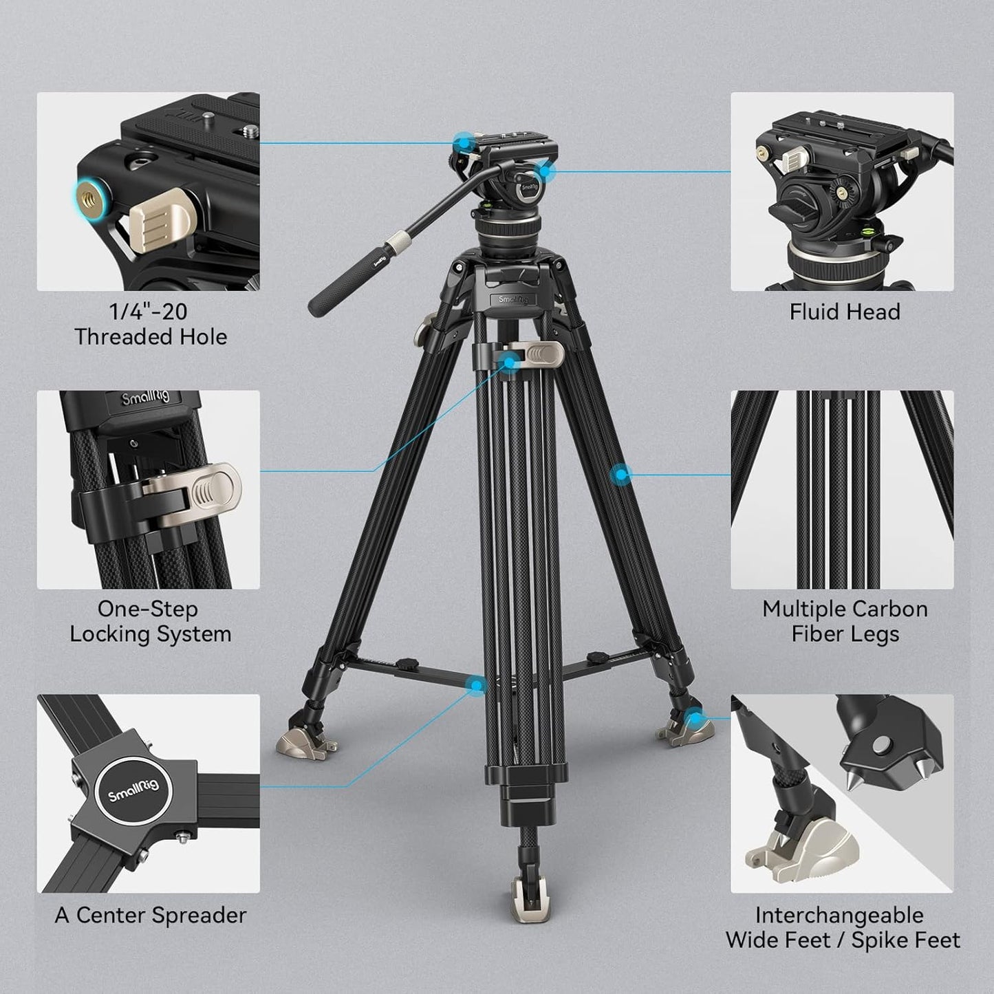 SmallRig 3989-CF-FBA-US AD-100 Carbon Fiber Video Tripod