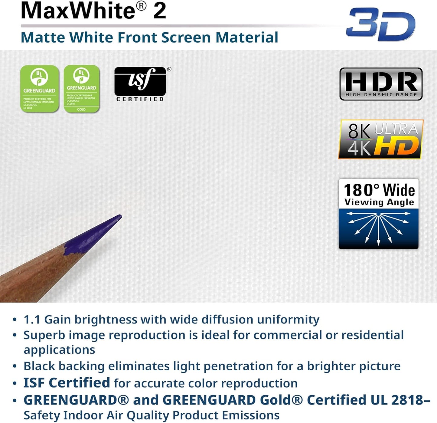 Elite Screens ELECTRIC125H2 125" Motorized Projector Screen Remote 4K/8K Ready