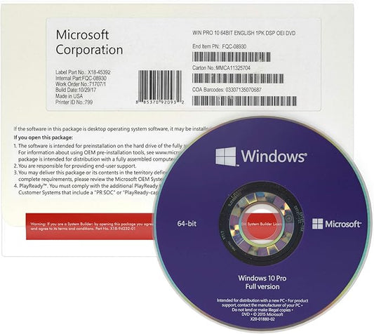 Microsoft FQC-08788 Windows 10 Pro DVD