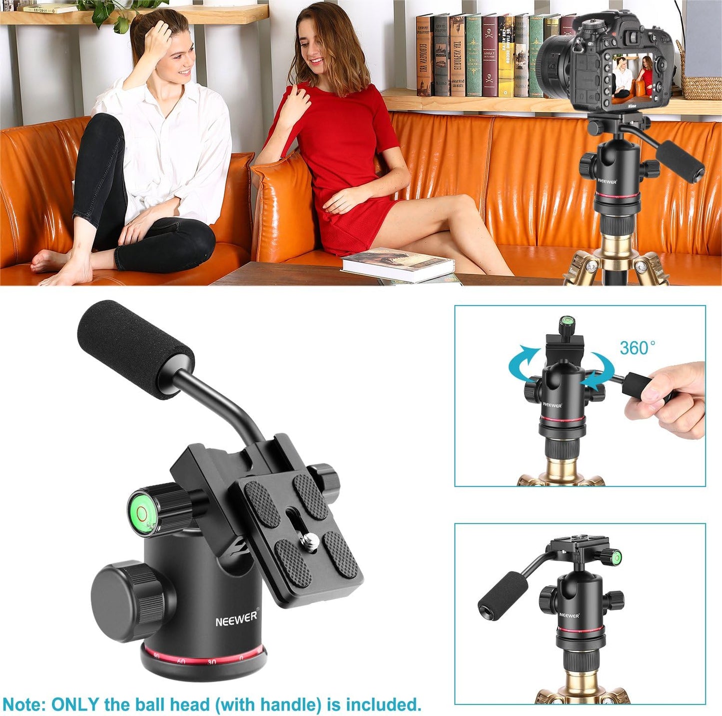 Neewer Heavy Duty Camera Tripod Ball Head with Quick Shoe