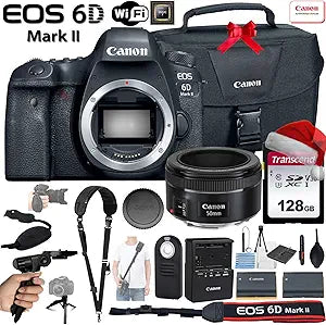 Canon 1897C002 EOS 6D Mark II DSLR Camera with 50mm Lens Bundle