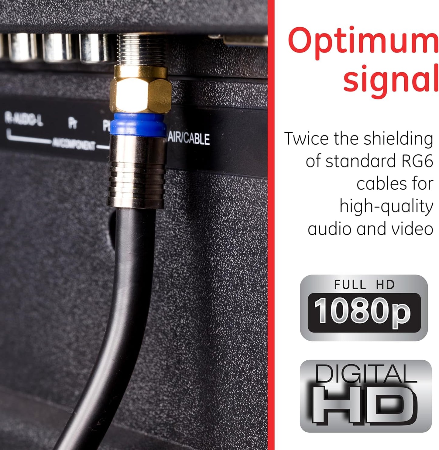 GE 33532 50ft RG6 Coaxial Cable - Quad Shielded, In-Wall Rated