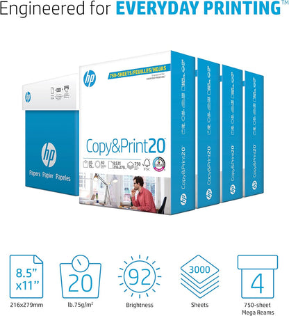 HP 200030C Printer Paper - 8.5 x 11, 20lb, 3000 Sheets