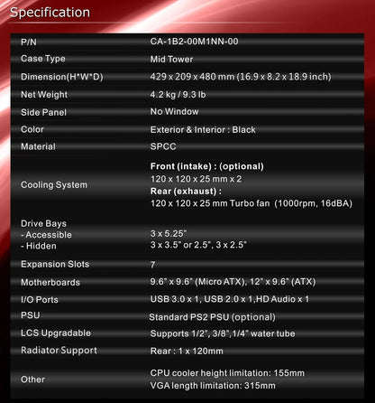 Thermaltake CA-1B2-00M1NN-00 Versa H21 ATX Mid Tower Case