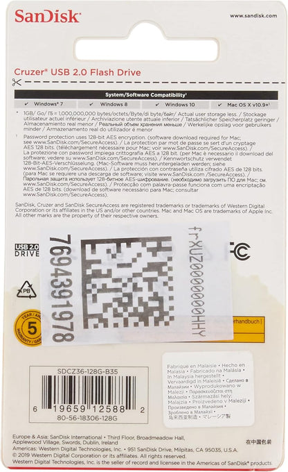 SanDisk SDCZ36-128G-B35 128GB Cruzer USB 2.0 Flash Drive