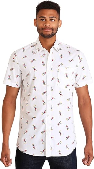 Miller MCMO029MSB Men's Beer Can Button Up Shirt