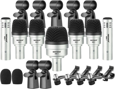 Neewer 40092651 7 Pack Wired Drum Pickups Percussion Mic Kit