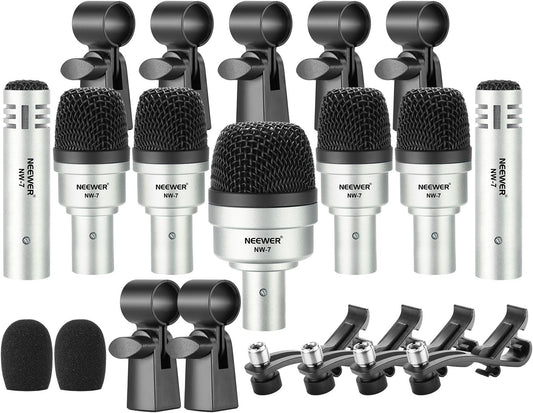 Neewer 40092651 7 Pack Wired Drum Pickups Percussion Mic Kit