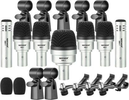 Neewer 40092651 7 Pack Wired Drum Pickups Percussion Mic Kit