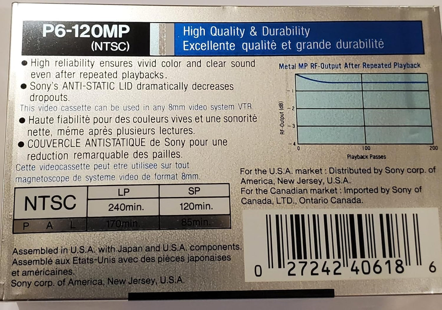 Sony 4332231105 8mm Standard Camcorder Video Tape