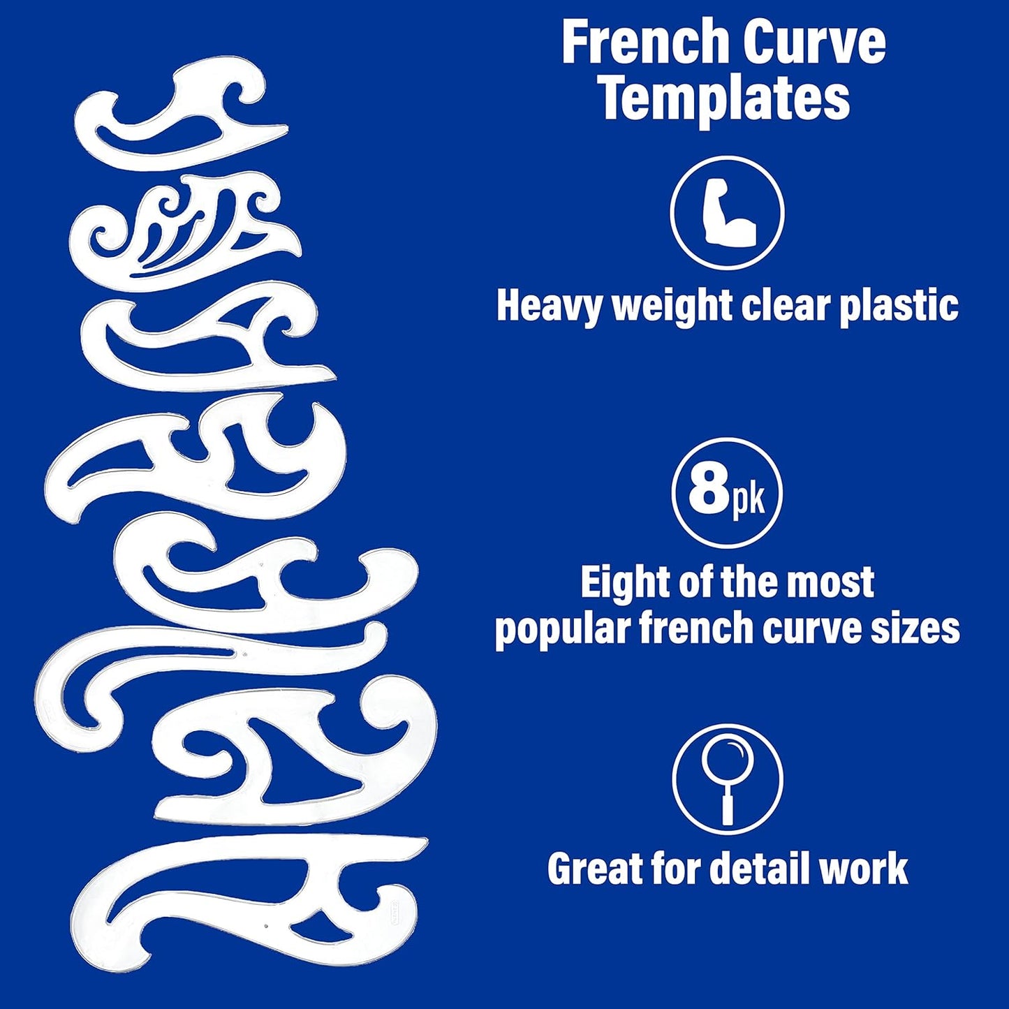 Westcott FC-8 French Curve Template Set (8-Piece)