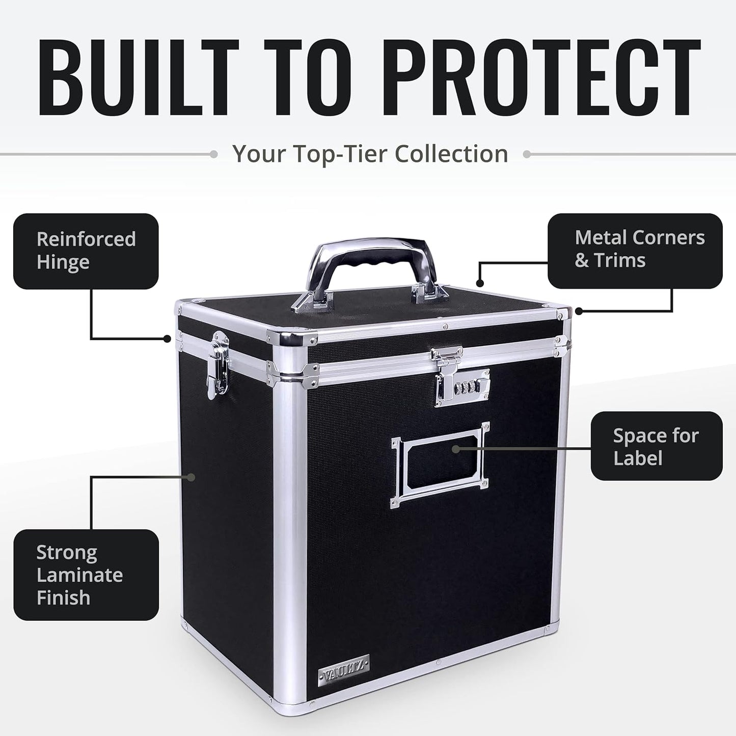 Vaultz VZ00490 Locking Vinyl Record Storage Box 50 Albums