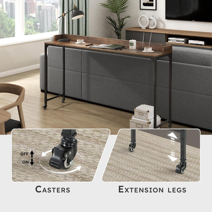 Lexicon 194840286998 Overbed Table with Wheels Brown