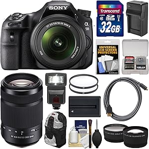 Sony K-85223-36 Alpha SLT-A58 DSLR Camera with 18-55mm & 55-300mm Lenses