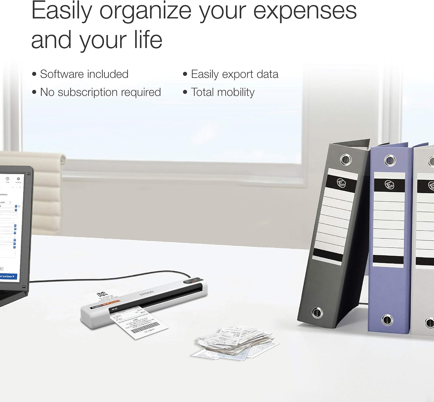 Epson B11B252204 RapidReceipt RR-60 Mobile Document Scanner