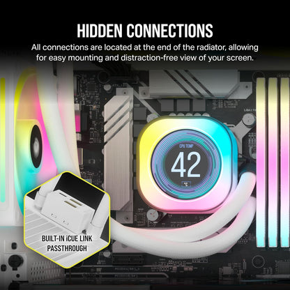 Corsair CW-9061010-WW iCUE LINK H150i LCD Liquid CPU Cooler White