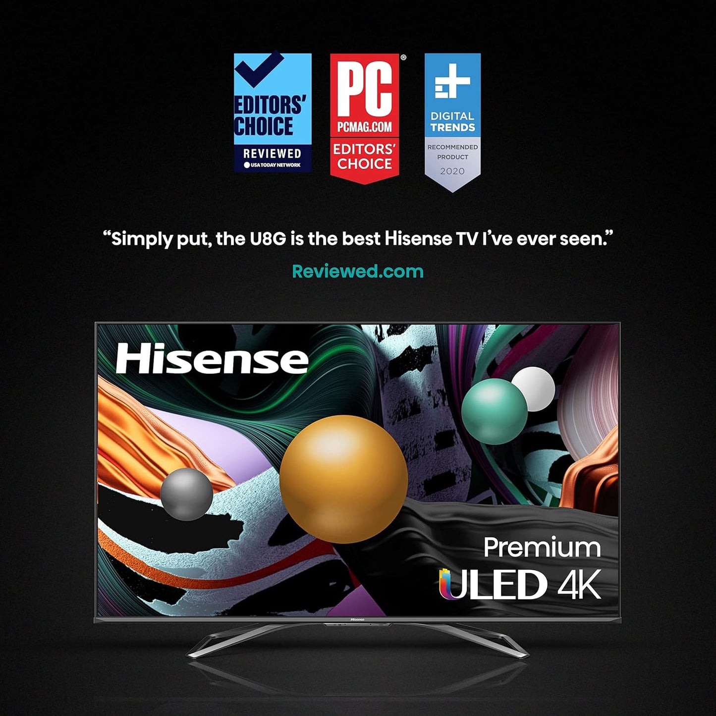 Hisense 65U8G 65 inch U8G 4K ULED Android Smart TV Renewed