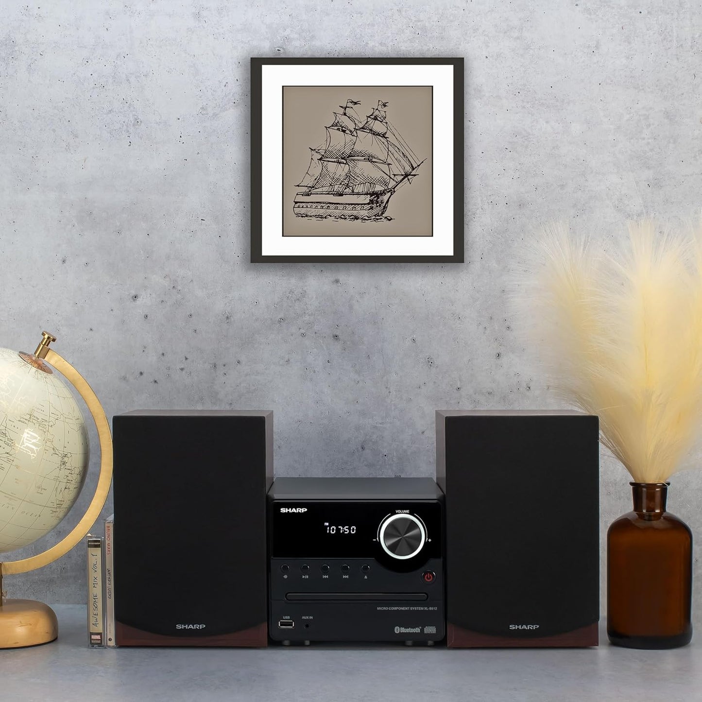 Sharp XL-B512 Bluetooth CD Micro System - Mahogany Oak