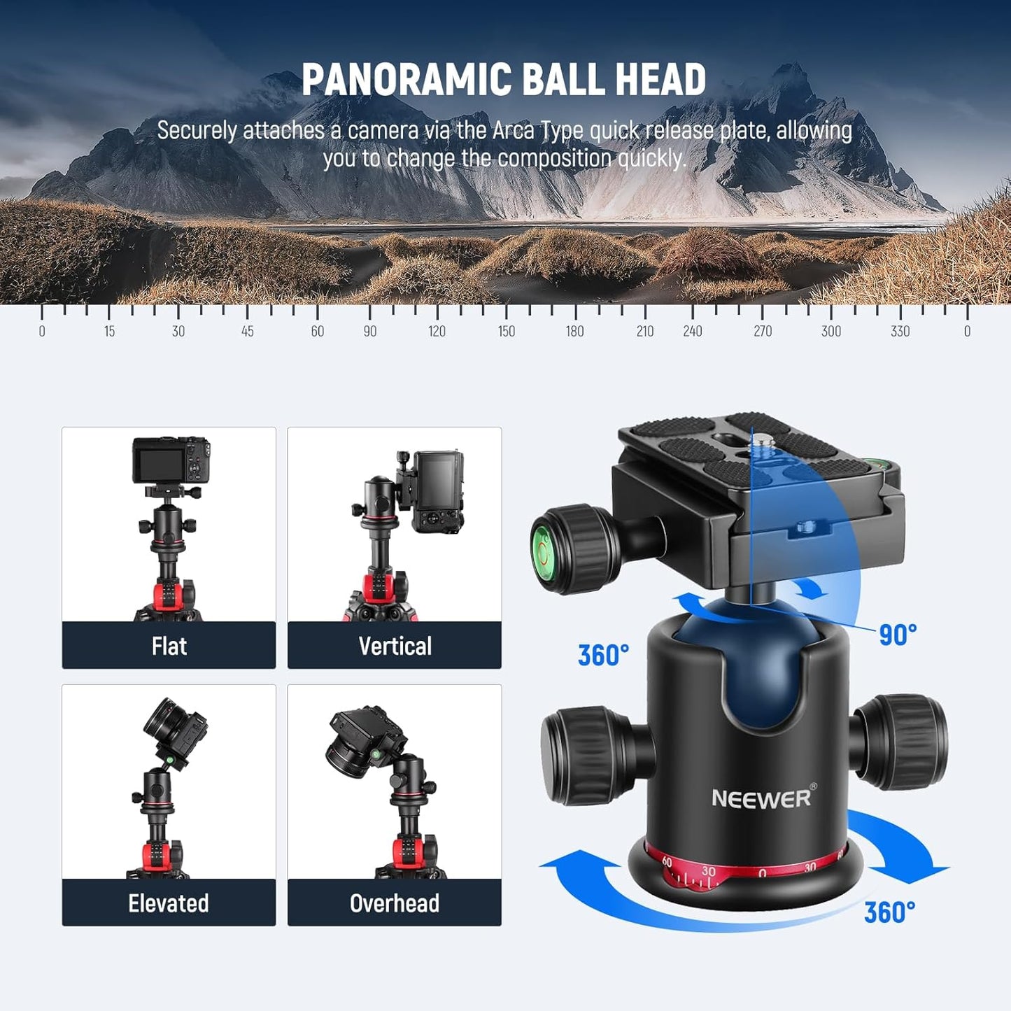 Neewer N284L+G0 79" Camera Tripod Monopod