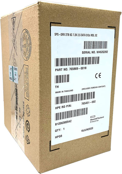 HP 765869-001 2TB SATA 7.2K 2.5 SC HDD