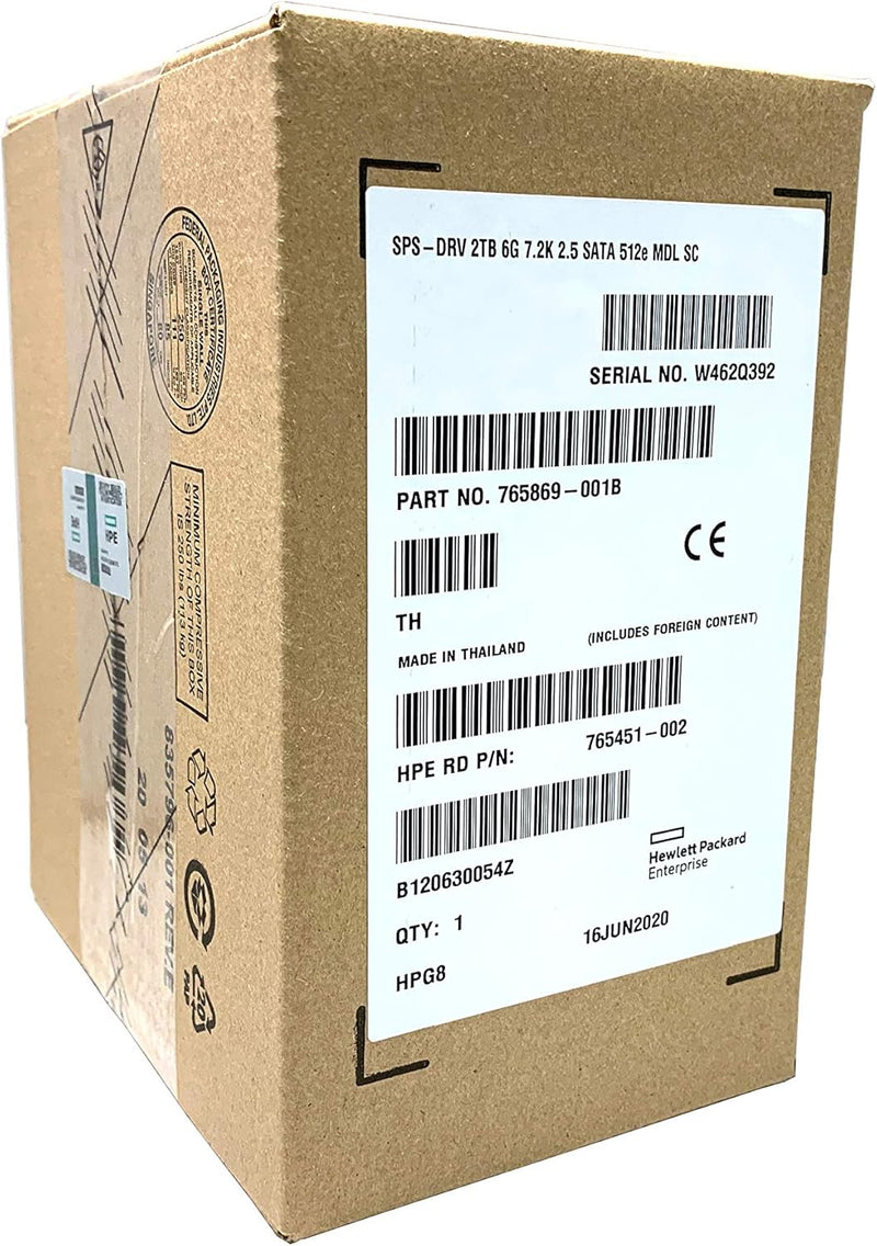 HP 765869-001 2TB SATA 7.2K 2.5 SC HDD — main product image