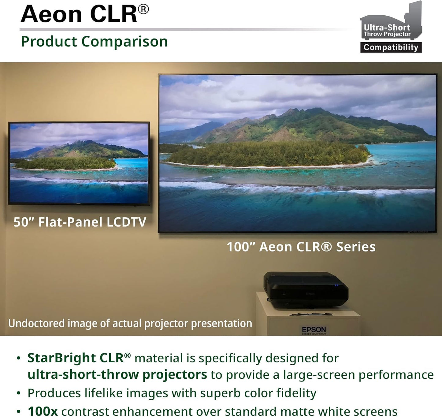 Elite Screens AR123H-CLR-X Aeon CLR Ultra-Short Throw Projector Screen