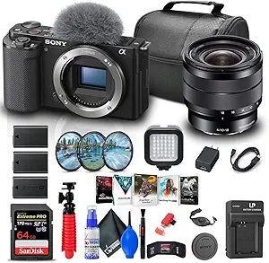 Sony ILCZV-E10/B Mirrorless Vlogging Camera Kit Renewed