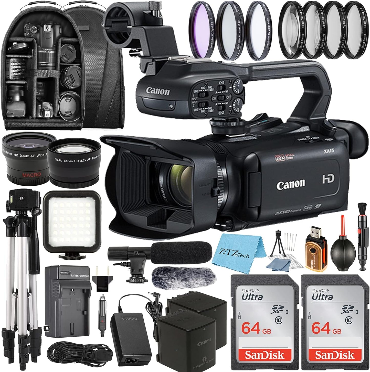 Canon XA15 Compact Full HD Camcorder - Accessory Bundle