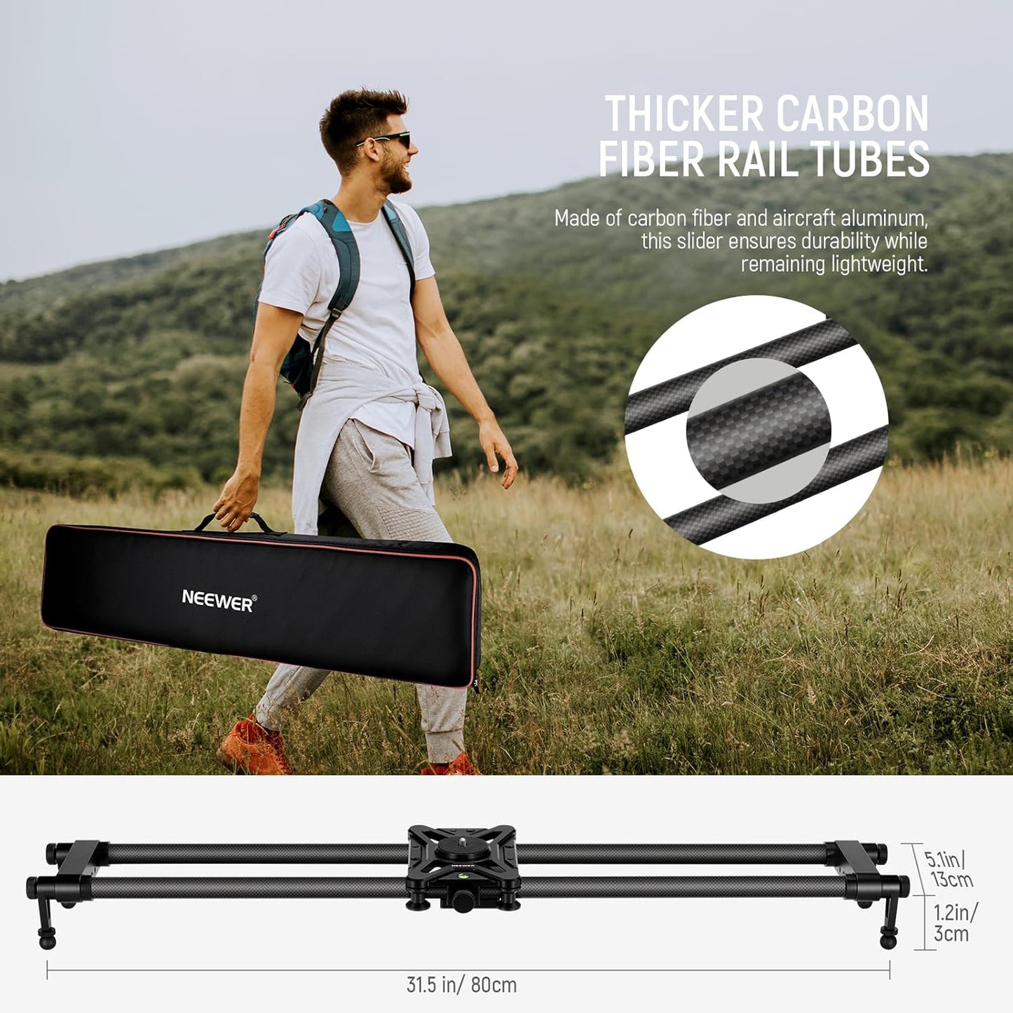 Neewer 10102124 31.5" Carbon Fiber Camera Slider