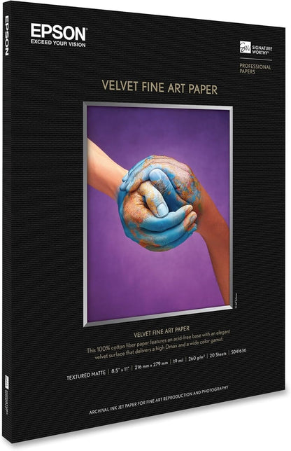 Epson S041636 Velvet Fine Art Paper 8.5x11 Matte