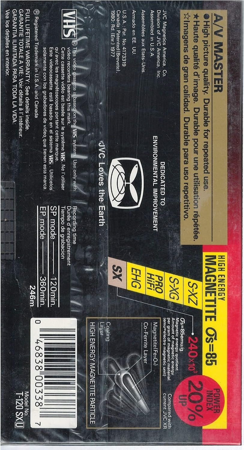 JVC T120SXBHT Standard Grade 120 Minute VHS Tape