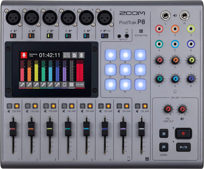 Zoom P8 PodTrak 8-Channel Podcast Production Mixer Recorder