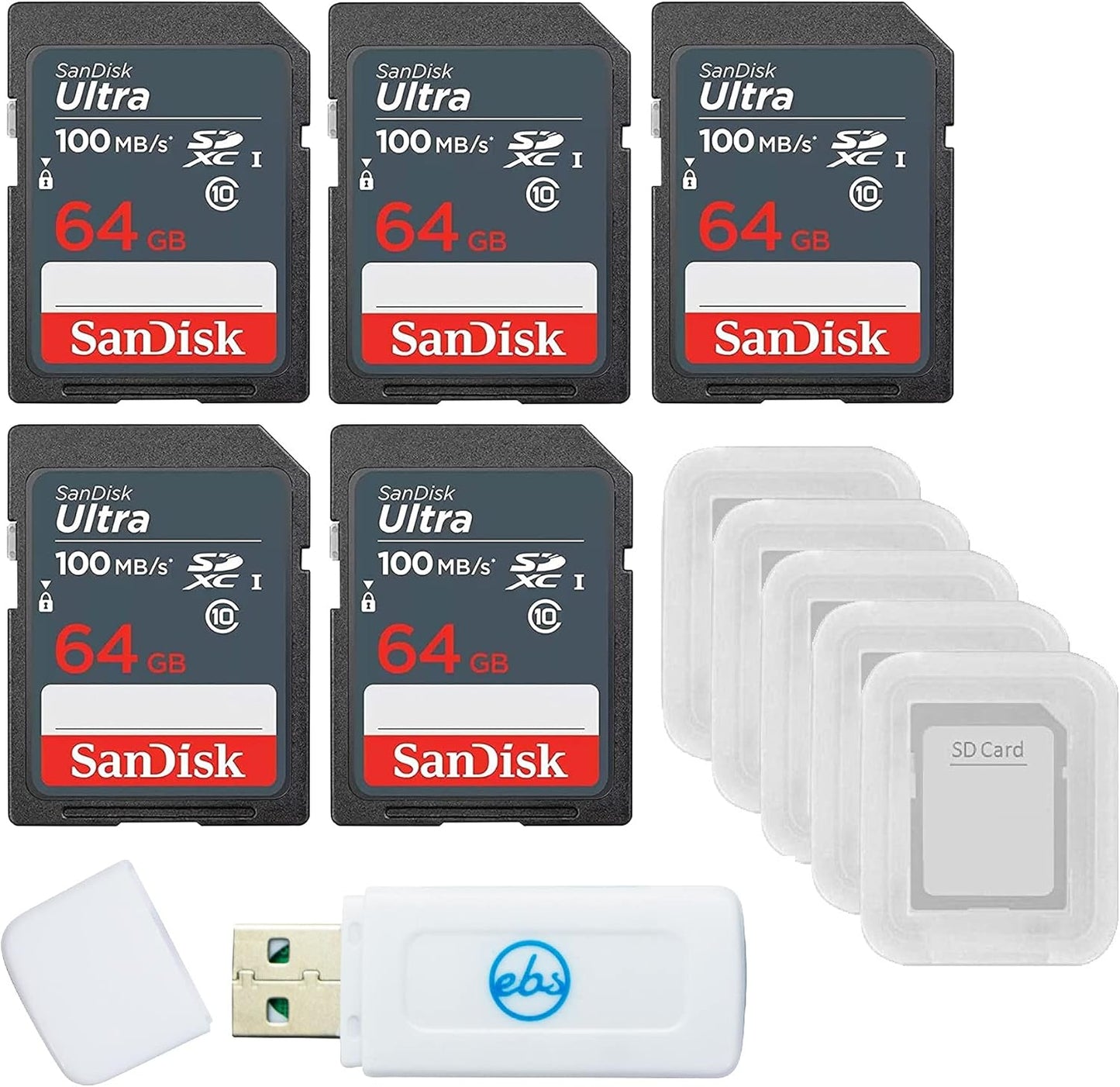 SanDisk SanDisk_64GB_SD_Ultra x5_Case x5_R6 64GB Ultra SD Card 5-Pack