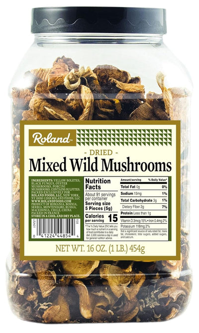 Roland 44854 Dried Mixed Wild Mushrooms, 16 oz