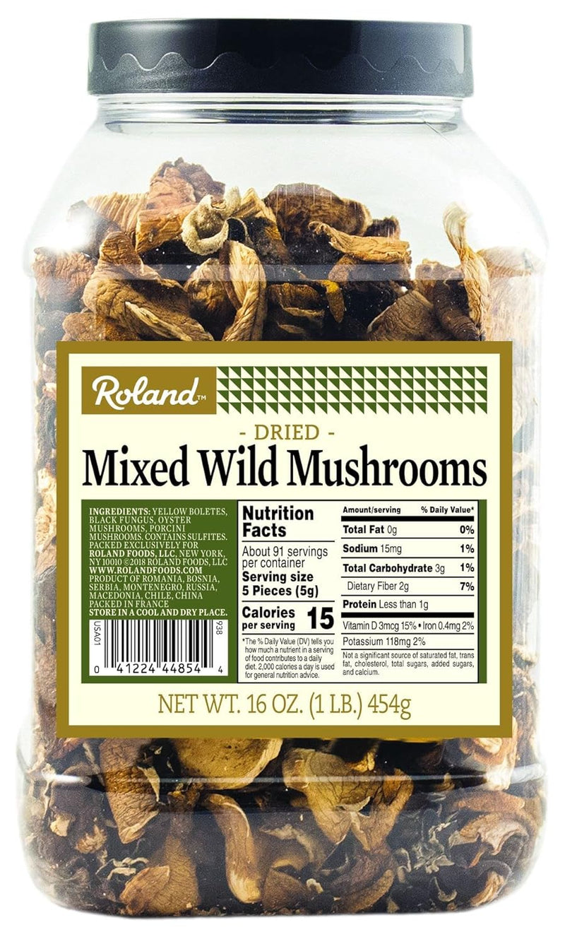 Roland 44854 Dried Mixed Wild Mushrooms, 16 oz — main product image
